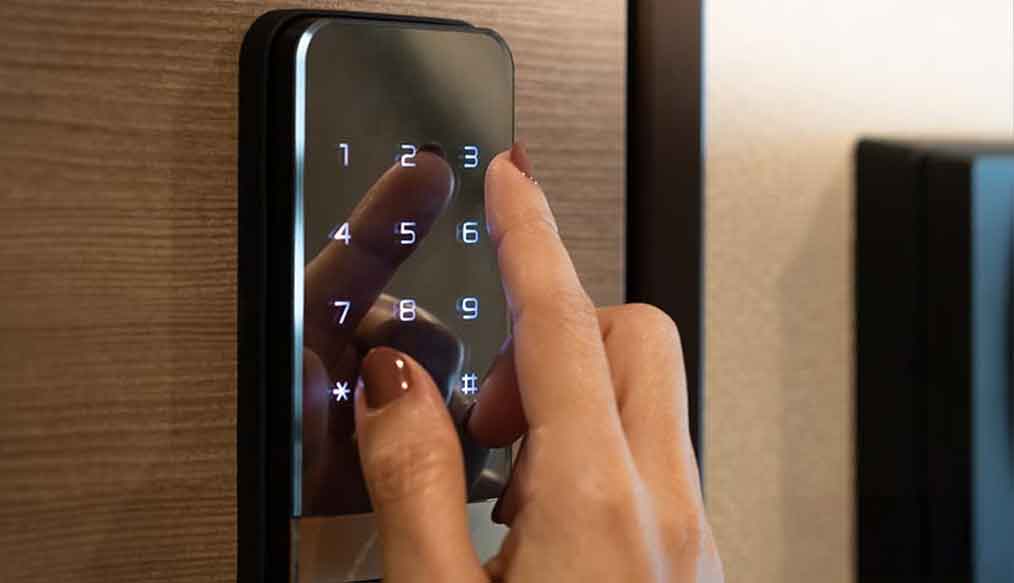 keypad door lock installed